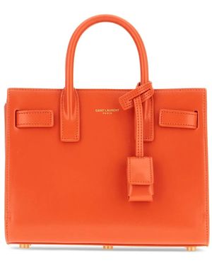 Saint Laurent Leather Top-Handles Tote Bag - Orange