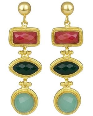 Ottoman Hands Innana Gemstone Drop Earrings - White