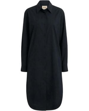 KHAITE Long-Sleeve Button-Fastening Midi Dress - Black