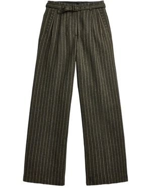 RRL ピンストライプ ベルテッド パンツ - グリーン