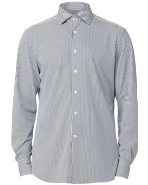 Corneliani Vertical-Stripe Long-Sleeve Shirt - Grey
