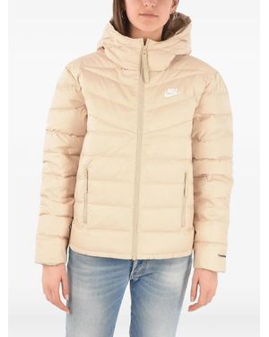 Nike Logo-Print Quilted Jacket - Natural