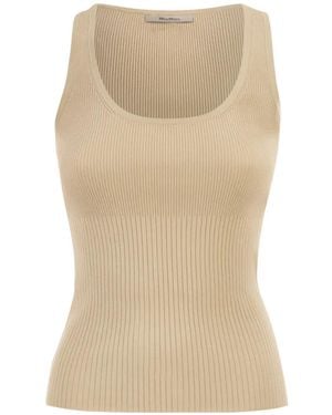 Max Mara Ribbed-Knit Top - Natural