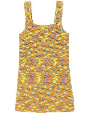 RE/DONE Crochet Knit Sleeveless Dress - Yellow
