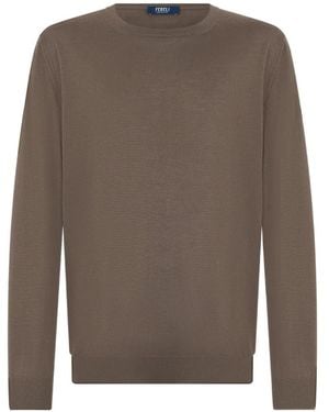 Fedeli Langärmeliger Pullover Mit Rundem Ausschnitt - Braun