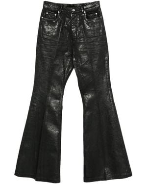 Rick Owens Flared Trousers With A Metallic Effect - Black