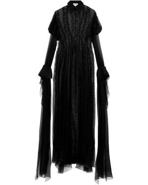 Blumarine Chiffon And Lace Shirt Dress - Black