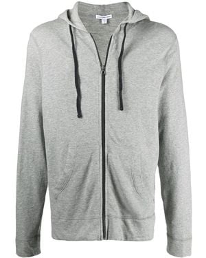 James Perse Vintage Cotton Zip-Front Hoodie - Grey