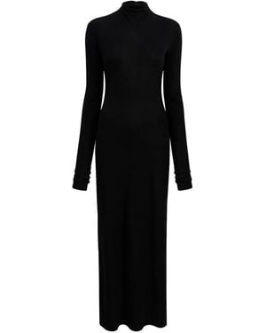 KHAITE Long-Sleeve Mock-Neck Maxi Dress - Black