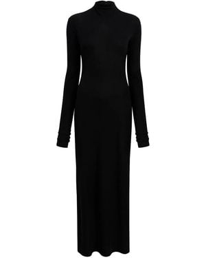 KHAITE Long-Sleeve Mock-Neck Maxi Dress - Black