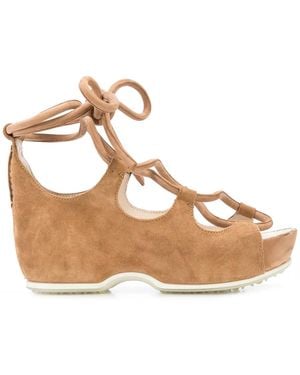 Rosetta Getty Lace-Up Sandals - Metallic