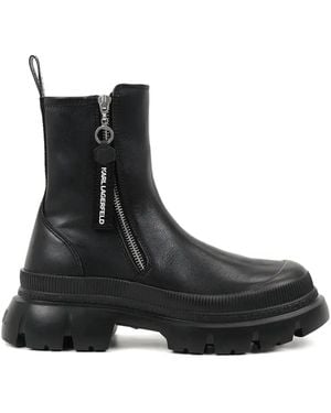 KARL LAGERFELD Zip-Detail Chunky Sole Boots - Black