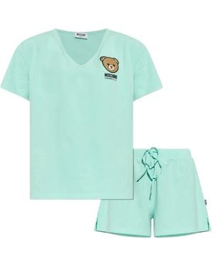 Moschino Two-Piece Pyjamas Logo Set - Green