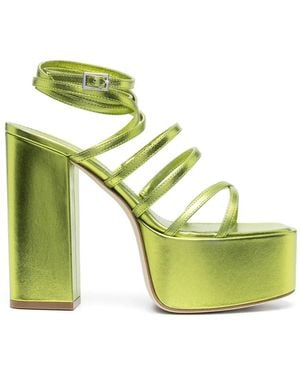 Paris Texas Melena 135Mm Metallic Platform Sandals - Green
