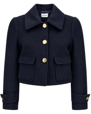 P.A.R.O.S.H. Classic-Collar Cropped Blazer - Blue