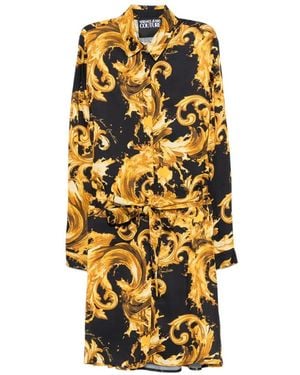 Versace Jeans Couture Belted Printed Mini Dress - Metallic