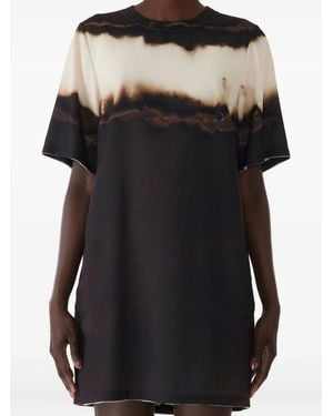 Jason Wu Diffused Ombre Stripe Short-Sleeve Shift Dress - Black