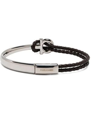 Ferragamo Geflochtenes Lederarmband - Weiß