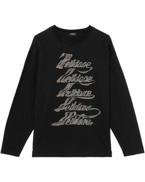 we11done T-Shirt Met Logoprint Met Lange Mouwen - Zwart