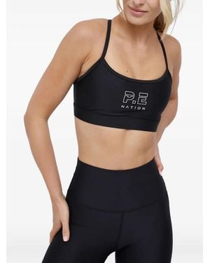P.E Nation Logo-Print Sports Bra - Black