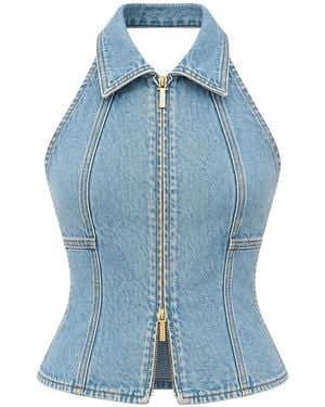 Cult Gaia Jill Denim Top - Blue