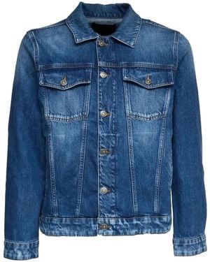 Dondup Veste En Jean Boutonnée À Poches À Rabat - Blue