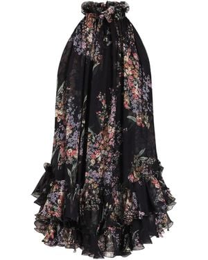 Dolce & Gabbana Vestido con motivo floral y volantes - Negro