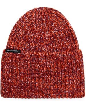 Peak Performance Ribbed-Knit Beanie Hat - Red
