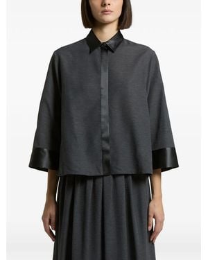 Peserico Satin-Trim Three-Quarter Sleeve Shirt - Black