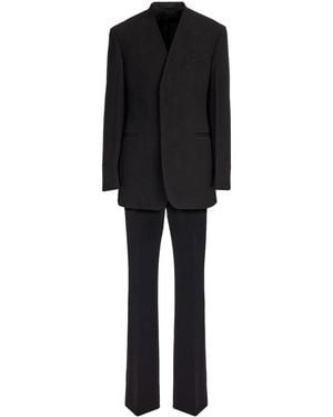 Ferragamo Collarless Single-Breasted Suit - Black