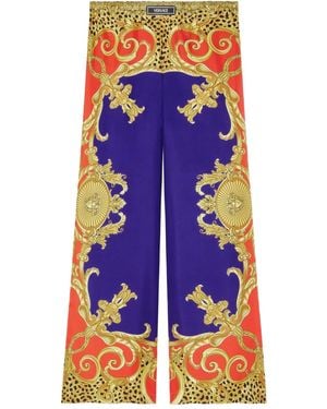Versace バロックプリント イージーパンツ - ブルー