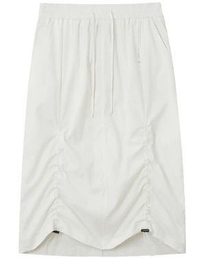 Izzue Drawstring Gathered Midi Skirt - White
