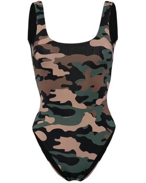 Cynthia Rowley Bañador con motivo militar - Negro