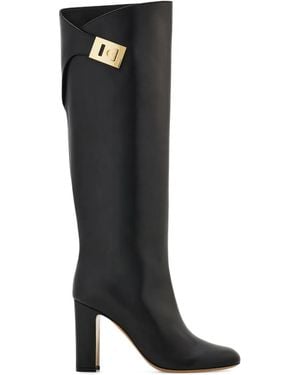 Ferragamo 90Mm Hug-Buckle Knee-High Boots - Black