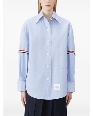 Thom Browne Camicia Con Colletto Ampio - Blu