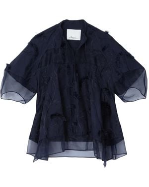 3.1 Phillip Lim Embroidered Ruffled Blouse - Blue