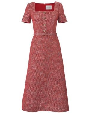 Carolina Herrera Robe Évasée En Maille Métallisée - Red