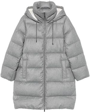 Peserico Quilted Hooded Coat - Grey