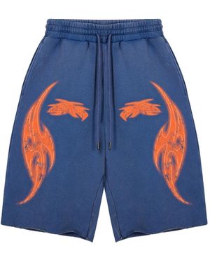 GODMADE Short Vivid À Imprimé Flammes - Bleu