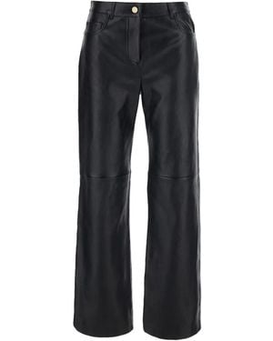 Max Mara Wide-Leg Leather Trousers - Black