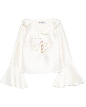 Self-Portrait Taffeta Ruffled Blouse - White