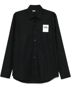 KARL LAGERFELD Logo-Patch Shirt - Black