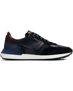 Magnanni Suede Leather-Panel Trainers - Blue