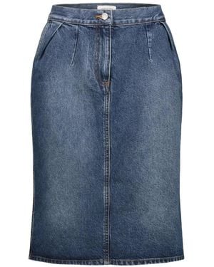 Magda Butrym Pleated Denim Midi Skirt - Blue