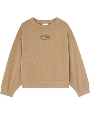 Ganni Essentials Crewneck With Washed Effect - Natural