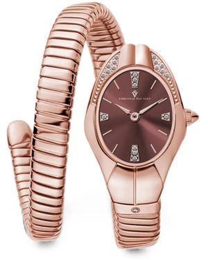 Christian Van Sant Naga Armbanduhr Mit Kristallen 22Mm - Braun