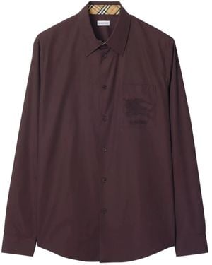 Burberry Ekd-Embroidered Cotton Shirt - Purple