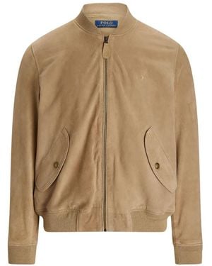Polo Ralph Lauren Suede Bomber Jacket - Natural