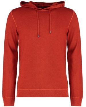Moorer Ribbed Hooded Sweater - Red