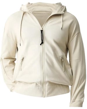 C.P. Company Lens Fleece Sweater Met Capuchon - Wit